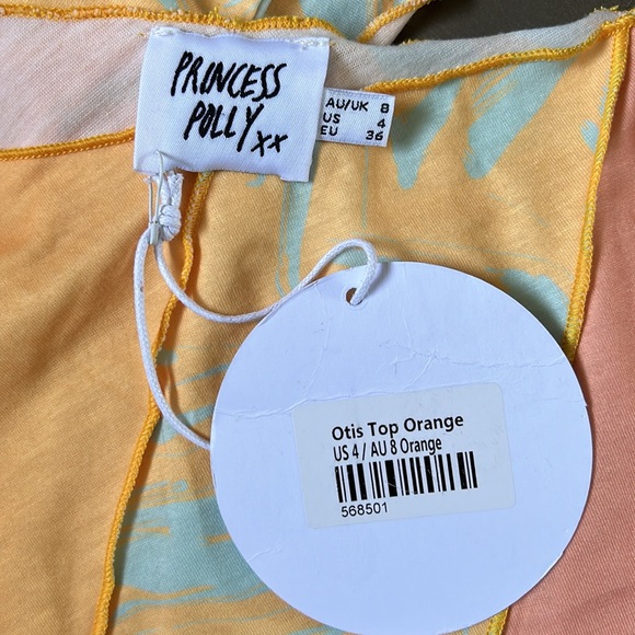 NWT Princess Polly Otis Orange Multicolor one Arm Top - Picture 8 of 8
